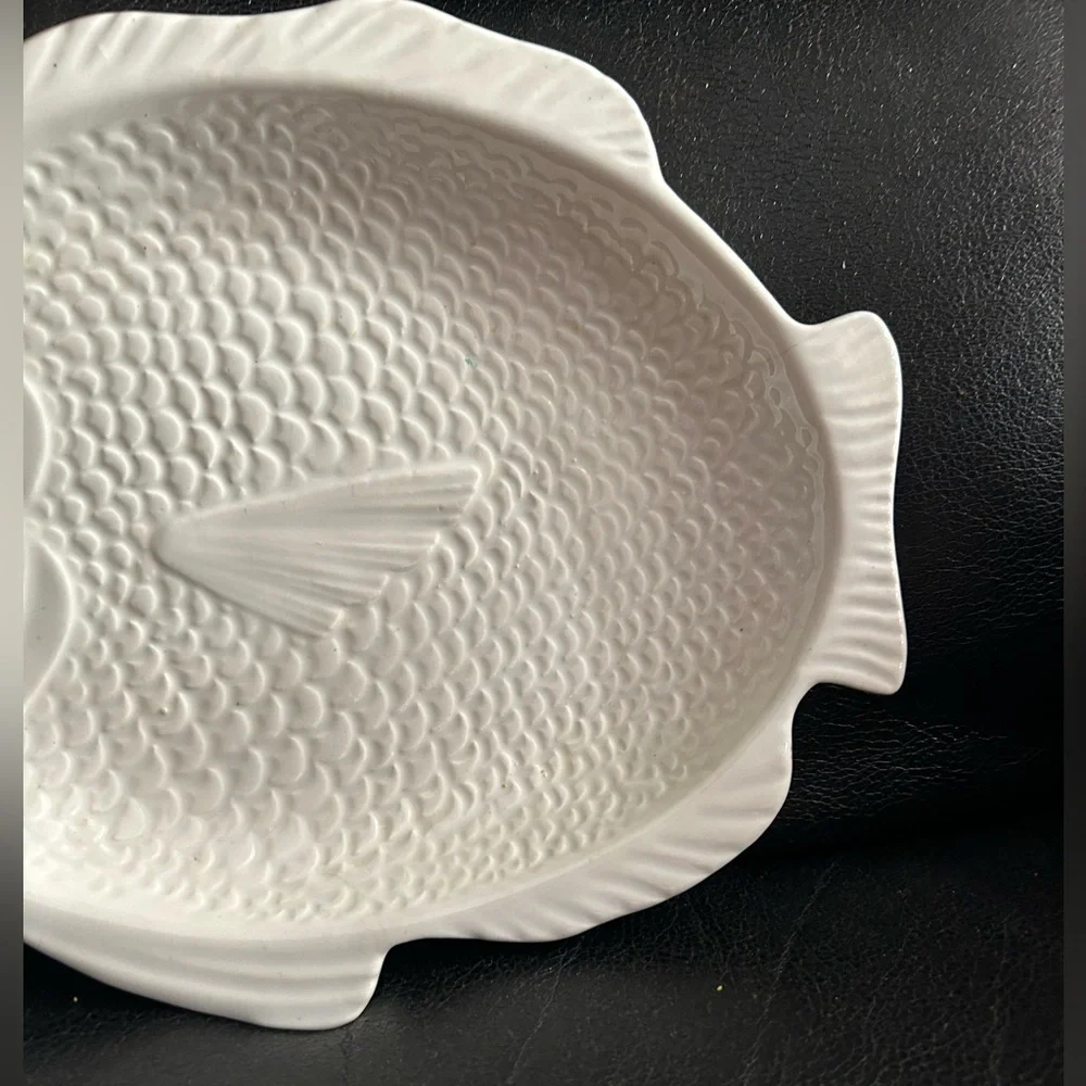 Whittier Pottery White Fish Shaped Ceramic Serving Platter